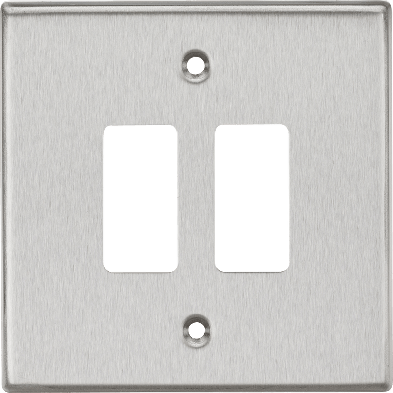 Knightsbridge MLA GDCS2BC 2G Grid Faceplate - Square Edge Brushed Chrome - Knightsbridge MLA - Falcon Electrical UK
