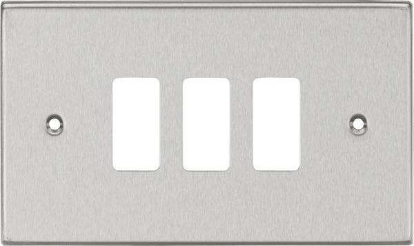 Knightsbridge MLA GDCS3BC 3G Grid Faceplate - Square Edge Brushed Chrome - Knightsbridge MLA - Falcon Electrical UK