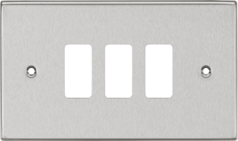 Knightsbridge MLA GDCS3BC 3G Grid Faceplate - Square Edge Brushed Chrome - Knightsbridge MLA - Falcon Electrical UK