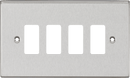 Knightsbridge MLA GDCS4BC 4G Grid Faceplate - Square Edge Brushed Chrome - Knightsbridge MLA - Falcon Electrical UK