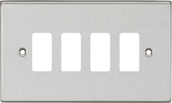 Knightsbridge MLA GDCS4BC 4G Grid Faceplate - Square Edge Brushed Chrome - Knightsbridge MLA - Falcon Electrical UK