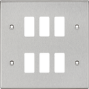 Knightsbridge MLA GDCS6BC 6G Grid Faceplate - Square Edge Brushed Chrome - Knightsbridge MLA - Falcon Electrical UK