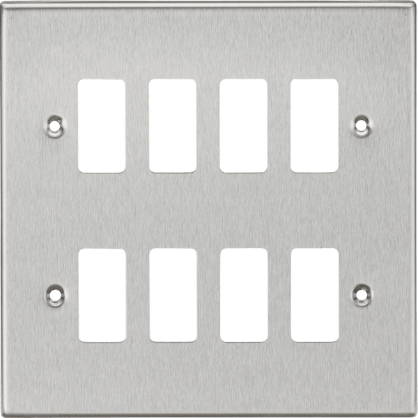 Knightsbridge MLA GDCS8BC 8G Grid Faceplate - Square Edge Brushed Chrome - Knightsbridge MLA - Falcon Electrical UK