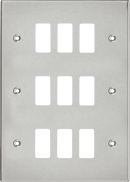 Knightsbridge MLA GDCS9BC 9G Grid Faceplate - Square Edge Brushed Chrome - Knightsbridge MLA - Falcon Electrical UK
