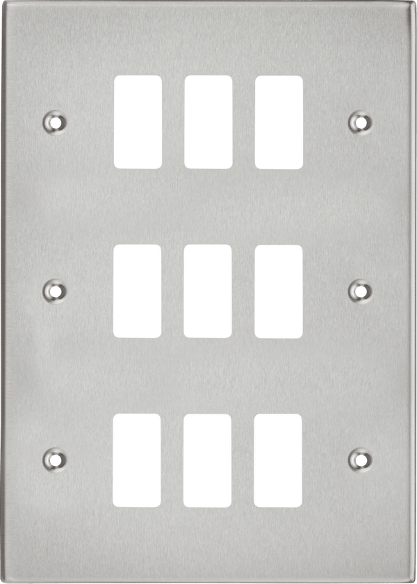 Knightsbridge MLA GDCS9BC 9G Grid Faceplate - Square Edge Brushed Chrome - Knightsbridge MLA - Falcon Electrical UK