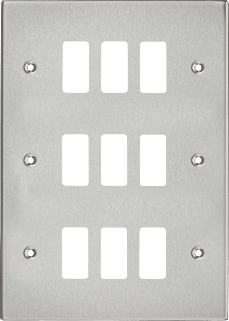 Knightsbridge MLA GDCS9BC 9G Grid Faceplate - Square Edge Brushed Chrome - Knightsbridge MLA - Falcon Electrical UK
