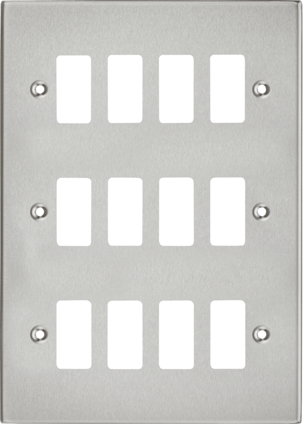 Knightsbridge MLA GDCS12BC 12G Grid Faceplate - Square Edge Brushed Chrome - Knightsbridge MLA - Falcon Electrical UK