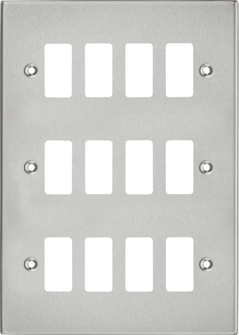 Knightsbridge MLA GDCS12BC 12G Grid Faceplate - Square Edge Brushed Chrome - Knightsbridge MLA - Falcon Electrical UK