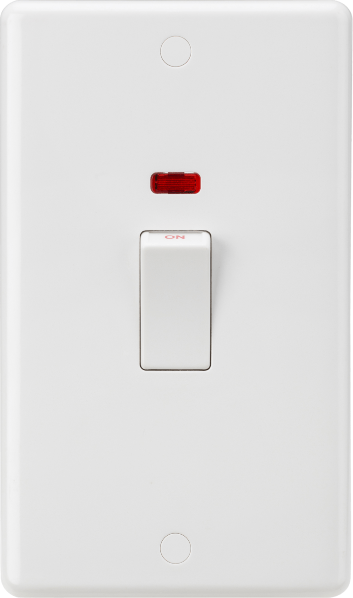 Knightsbridge MLA CU8332NW Curved Edge 45A 2G DP Switch with Neon (White Rocker) - Knightsbridge MLA - Falcon Electrical UK
