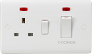 Knightsbridge MLA CU8333NW Curved Edge 45A DP Cooker Switch and 13A Socket with Neons (White Rocker) - Knightsbridge MLA - Falcon Electrical UK