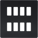 Knightsbridge MLA GDSF008MB Screwless 8G grid faceplate - matt black - Knightsbridge MLA - Falcon Electrical UK