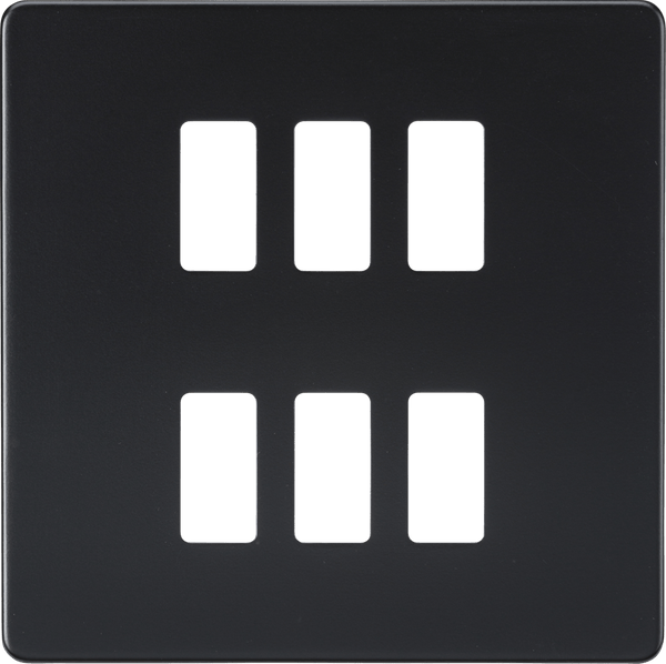 Knightsbridge MLA GDSF006MB Screwless 6G grid faceplate - matt black - Knightsbridge MLA - Falcon Electrical UK