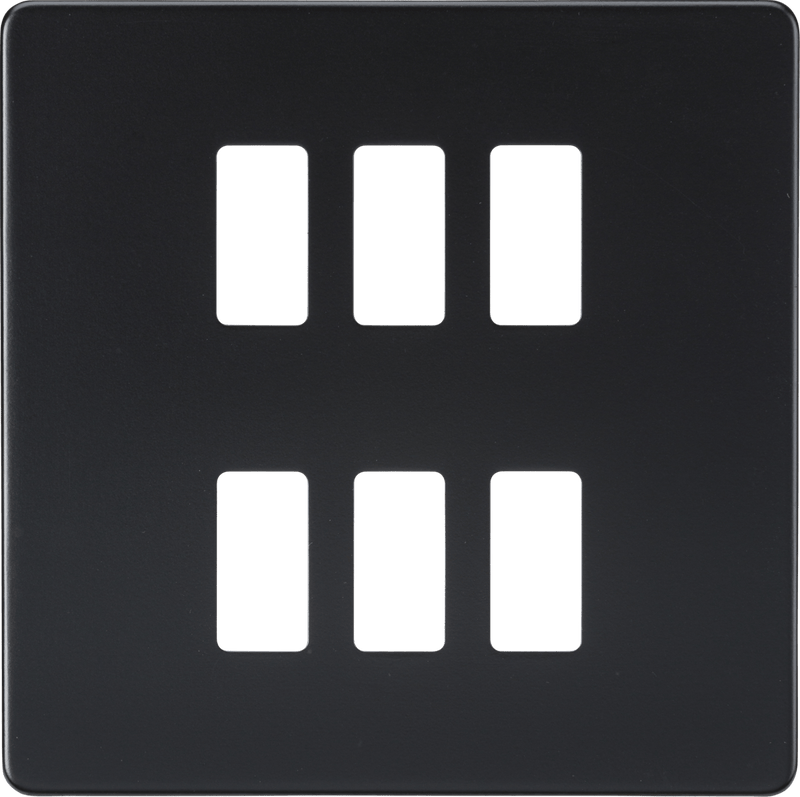 Knightsbridge MLA GDSF006MB Screwless 6G grid faceplate - matt black - Knightsbridge MLA - Falcon Electrical UK