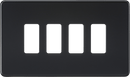 Knightsbridge MLA GDSF004MB Screwless 4G grid faceplate - matt black - Knightsbridge MLA - Falcon Electrical UK