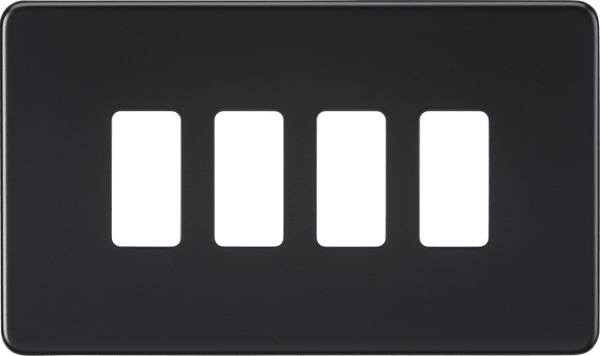 Knightsbridge MLA GDSF004MB Screwless 4G grid faceplate - matt black - Knightsbridge MLA - Falcon Electrical UK