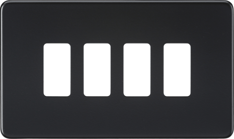 Knightsbridge MLA GDSF004MB Screwless 4G grid faceplate - matt black - Knightsbridge MLA - Falcon Electrical UK