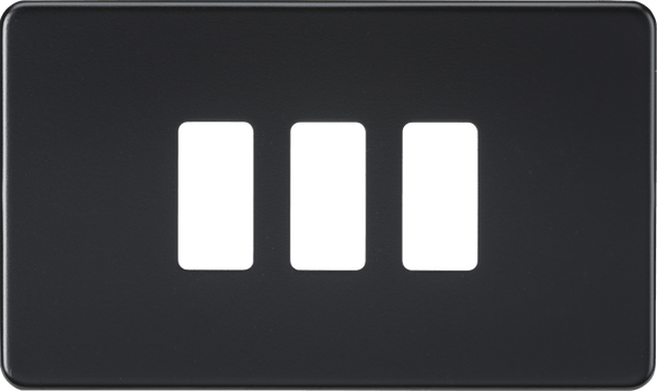 Knightsbridge MLA GDSF003MB Screwless 3G grid faceplate - matt black - Knightsbridge MLA - Falcon Electrical UK