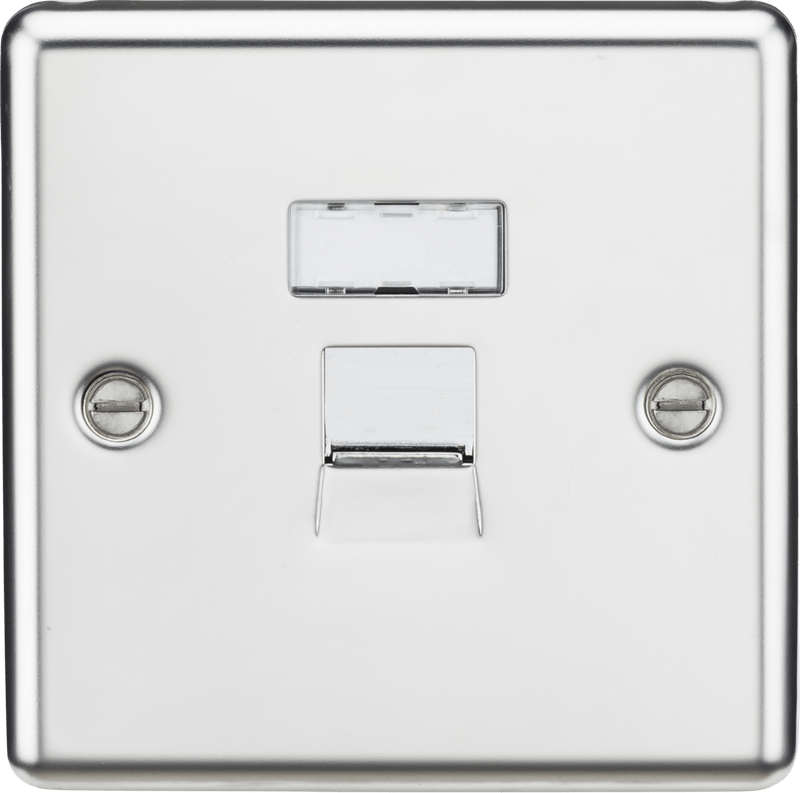 Knightsbridge MLA CL45PC RJ45 Network Outlet - Rounded Edge Polished Chrome - Knightsbridge MLA - Falcon Electrical UK