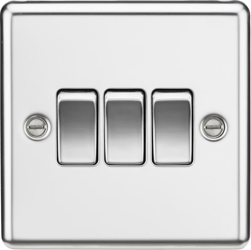 Knightsbridge MLA CL4PC 10AX 3G 2 Way Plate Switch - Rounded Edge Polished Chrome - Knightsbridge MLA - Falcon Electrical UK