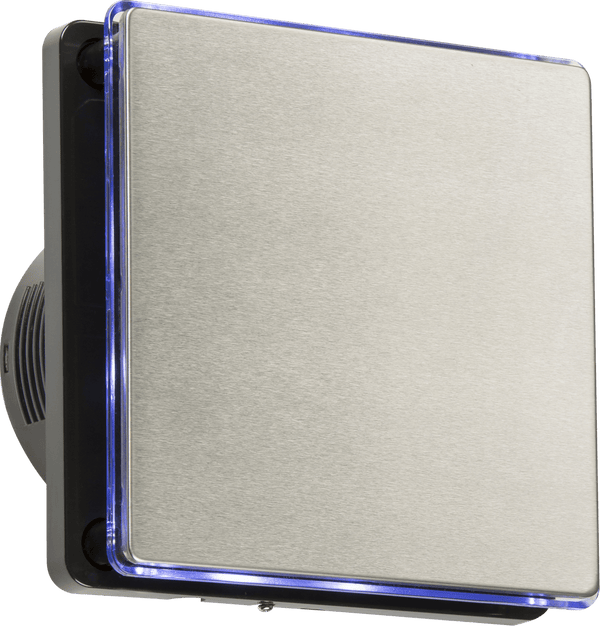 Knightsbridge MLA EX004H 100mm/4 inch LED Backlit Extractor Fan with Humidistat and Overrun Timer - Black and Stainless Steel - Knightsbridge MLA - Falcon Electrical UK