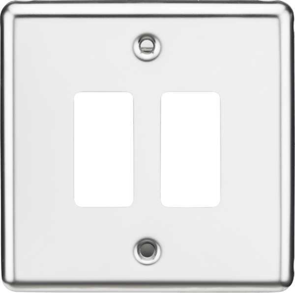 Knightsbridge MLA GDCL2PC 2G Grid Faceplate - Rounded Edge Polished Chrome - Knightsbridge MLA - Falcon Electrical UK