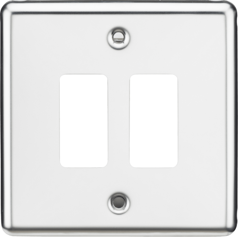 Knightsbridge MLA GDCL2PC 2G Grid Faceplate - Rounded Edge Polished Chrome - Knightsbridge MLA - Falcon Electrical UK