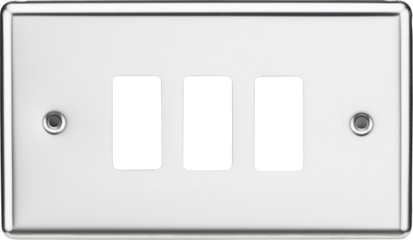 Knightsbridge MLA GDCL3PC 3G Grid Faceplate - Rounded Edge Polished Chrome - Knightsbridge MLA - Falcon Electrical UK