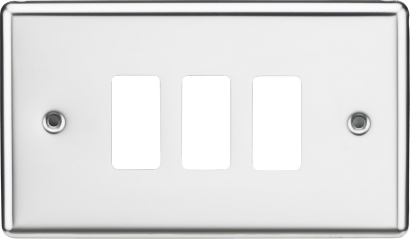 Knightsbridge MLA GDCL3PC 3G Grid Faceplate - Rounded Edge Polished Chrome - Knightsbridge MLA - Falcon Electrical UK
