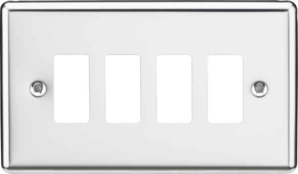 Knightsbridge MLA GDCL4PC 4G Grid Faceplate - Rounded Edge Polished Chrome - Knightsbridge MLA - Falcon Electrical UK