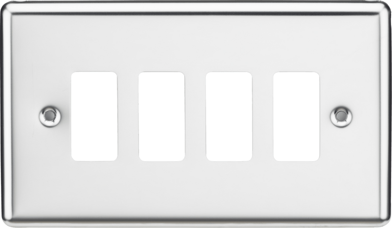 Knightsbridge MLA GDCL4PC 4G Grid Faceplate - Rounded Edge Polished Chrome - Knightsbridge MLA - Falcon Electrical UK