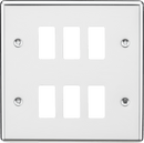 Knightsbridge MLA GDCL6PC 6G Grid Faceplate - Rounded Edge Polished Chrome - Knightsbridge MLA - Falcon Electrical UK