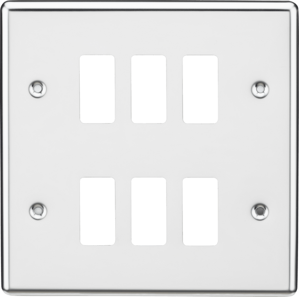Knightsbridge MLA GDCL6PC 6G Grid Faceplate - Rounded Edge Polished Chrome - Knightsbridge MLA - Falcon Electrical UK