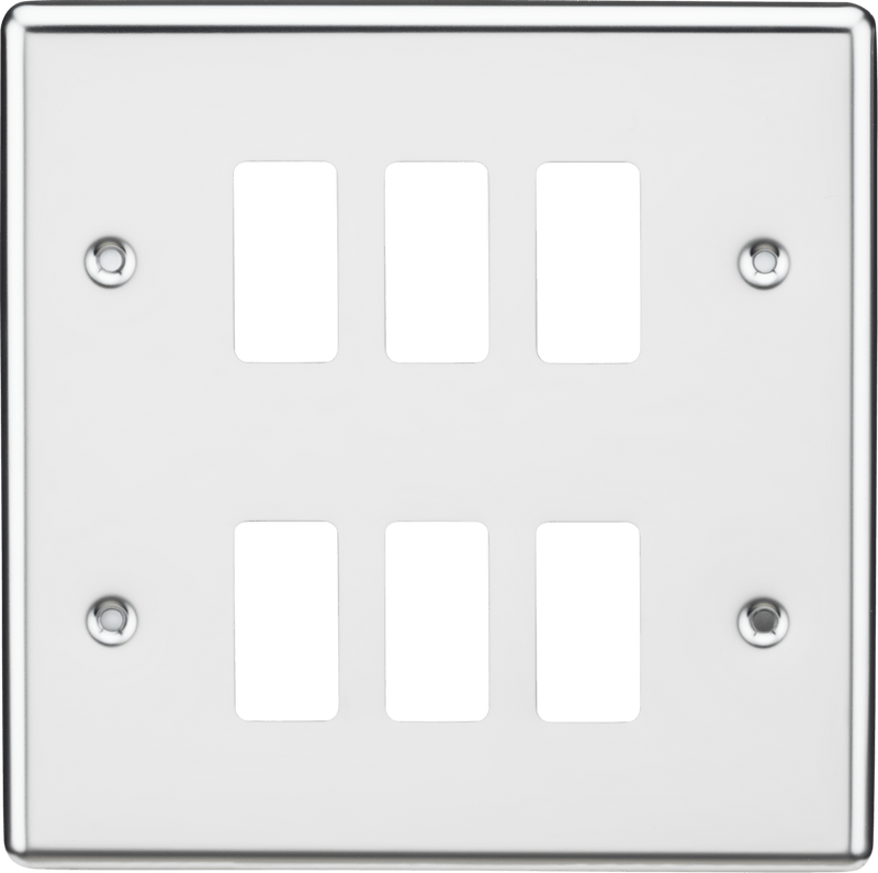 Knightsbridge MLA GDCL6PC 6G Grid Faceplate - Rounded Edge Polished Chrome - Knightsbridge MLA - Falcon Electrical UK