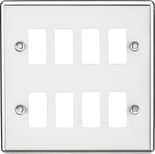 Knightsbridge MLA GDCL8PC 8G Grid Faceplate - Rounded Edge Polished Chrome - Knightsbridge MLA - Falcon Electrical UK