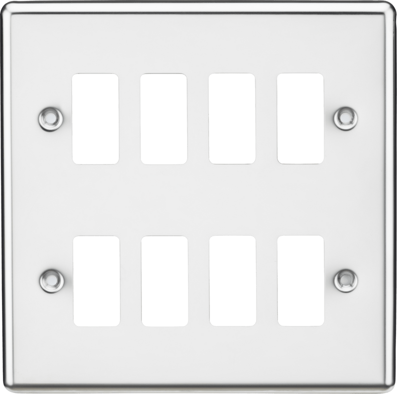 Knightsbridge MLA GDCL8PC 8G Grid Faceplate - Rounded Edge Polished Chrome - Knightsbridge MLA - Falcon Electrical UK