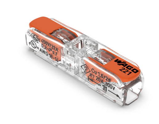 Wago 221-2411 Box of 60,Compact Inline splicing connector 4mmÂ² c-w levers - Wago - Falcon Electrical UK