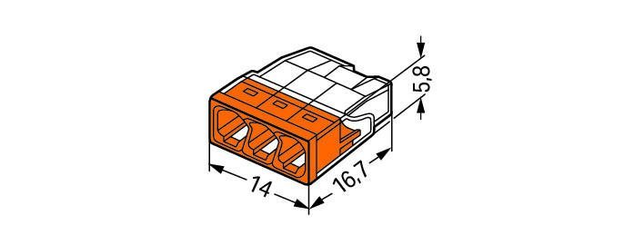 Wago Connector 3-Wire 0.5-2.5mm Connector (2273 - 203) - Box of 100 - Wago - Falcon Electrical UK