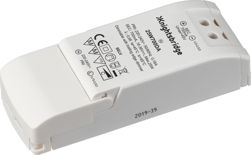 Knightsbridge MLA 25W700DA IP20 700mA 25W LED Dimmable Driver - Constant Current - Knightsbridge MLA - Falcon Electrical UK