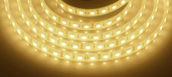 Waterproof LED Strip Warm White, 5M, 120LED-M (2800K12V-3528-600-5M) - Vistalux - Falcon Electrical UK