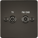 Knightsbridge MLA FP0160GM Flat Plate Screened Diplex Outlet (TV, FM DAB) - Gunmetal - Knightsbridge MLA - Falcon Electrical UK
