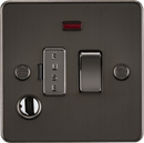 Knightsbridge MLA FP6300FGM Flat Plate 13A switched fused spur unit with neon and flex outlet - gunmetal - Knightsbridge MLA - Falcon Electrical UK