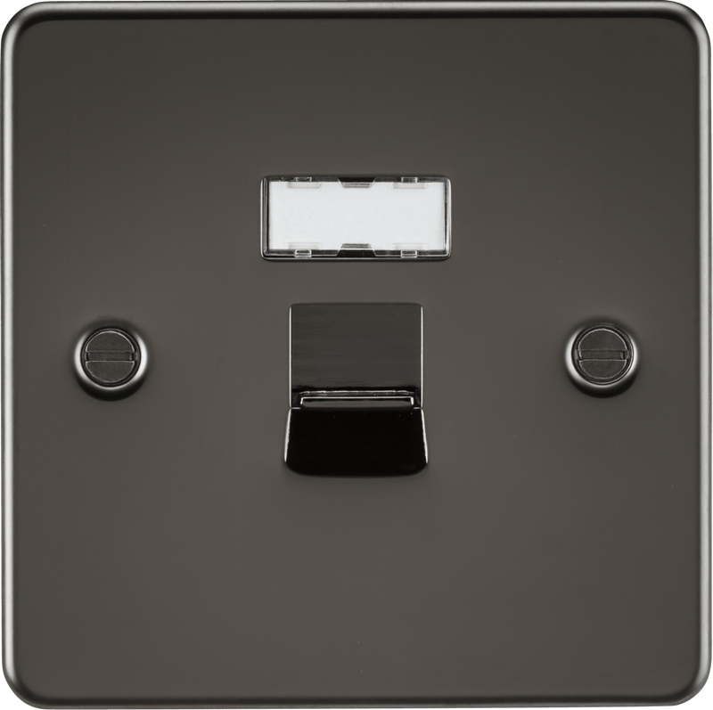 Knightsbridge MLA FPRJ45GM Flat Plate RJ45 network outlet - gunmetal - Knightsbridge MLA - Falcon Electrical UK