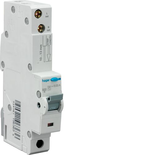 Hager ADA166U 16A, 1-Pole, 10kA C-Curve, Type A RCBO - Hager - Falcon Electrical UK