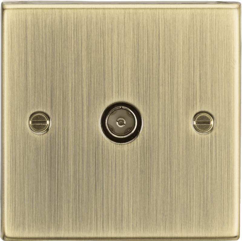 Knightsbridge MLA CS010AB TV Outlet (non-isolated) - Square Edge Antique Brass - Knightsbridge MLA - Falcon Electrical UK