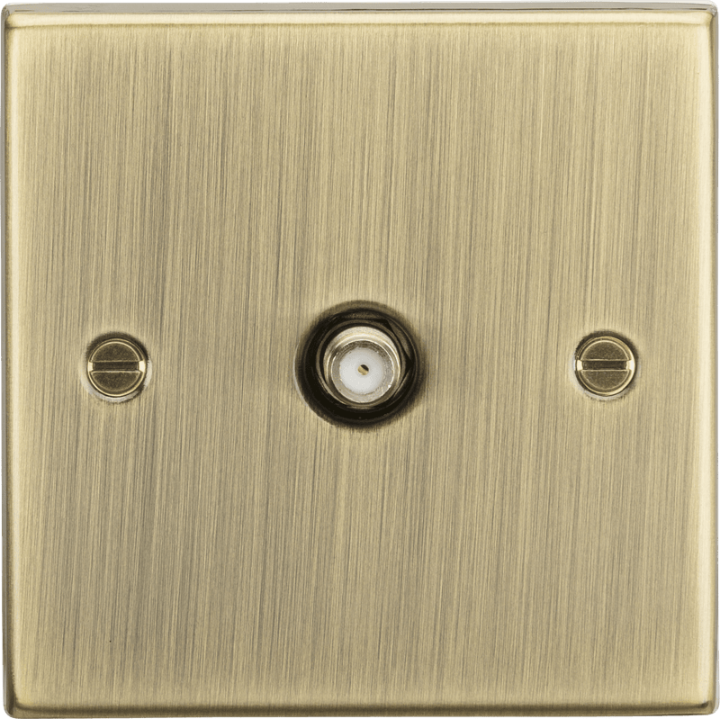 Knightsbridge MLA CS015AB SAT TV Outlet - Square Edge Antique Brass - Knightsbridge MLA - Falcon Electrical UK