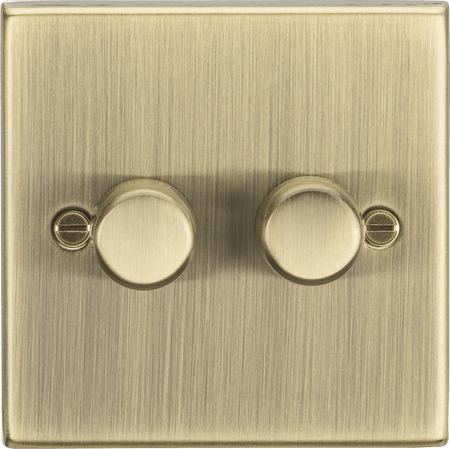 Knightsbridge MLA CS2192AB 2G 2-way Intelligent Dimmer - Square Edge Antique Brass (Replaces CS2182AB) - Knightsbridge MLA - Falcon Electrical UK