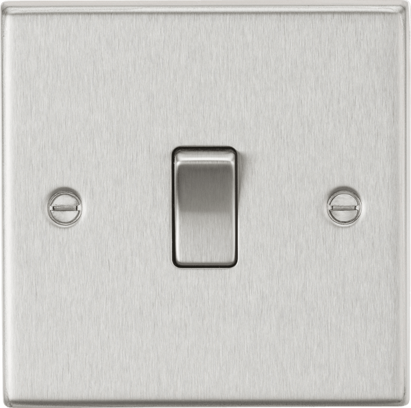 Knightsbridge MLA CS2BC 10AX 1G 2-Way Plate Switch - Square Edge Brushed Chrome - Knightsbridge MLA - Falcon Electrical UK