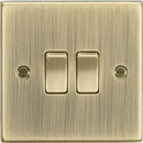 Knightsbridge MLA CS3AB 10AX 2G 2 Way Plate Switch - Square Edge Antique Brass - Knightsbridge MLA - Falcon Electrical UK
