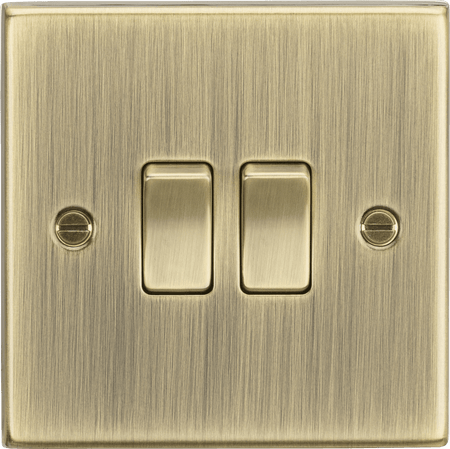 Knightsbridge MLA CS3AB 10AX 2G 2 Way Plate Switch - Square Edge Antique Brass - Knightsbridge MLA - Falcon Electrical UK