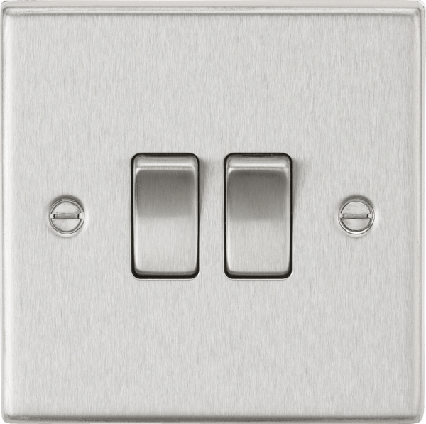 Knightsbridge MLA CS3BC 10AX 2G 2-Way Plate Switch - Square Edge Brushed Chrome - Knightsbridge MLA - Falcon Electrical UK